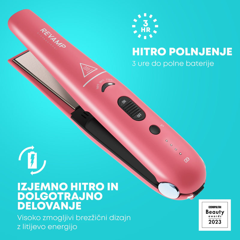 REVAMP PROGLOSS LIBERATE CORDLESS COMPACT ST-1700 BREZŽIČNI LIKALNIK ZA LASE - ROZA BARVE 5010777158281