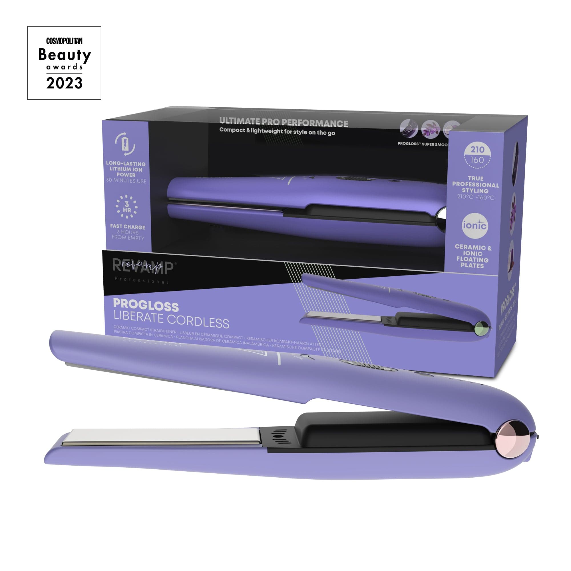 REVAMP PROGLOSS LIBERATE CORDLESS COMPACT ST-1700 BREZŽIČNI LIKALNIK ZA LASE - VIJOLIČNE BARVE 5010777158199
