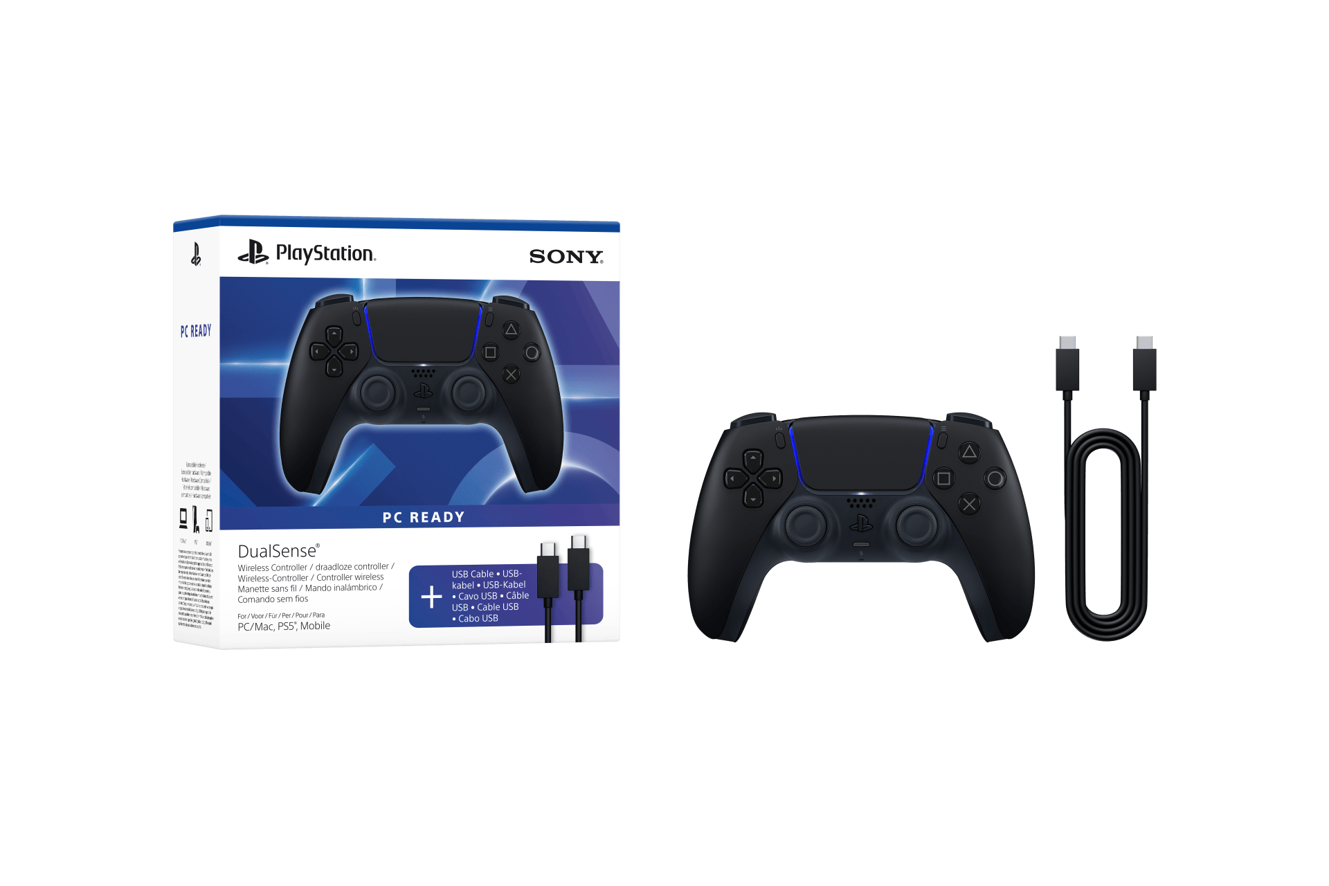 SONY PS5 DualSense midnight black + USB C-C Cable - PC READY brezžični kontroler 711719025979