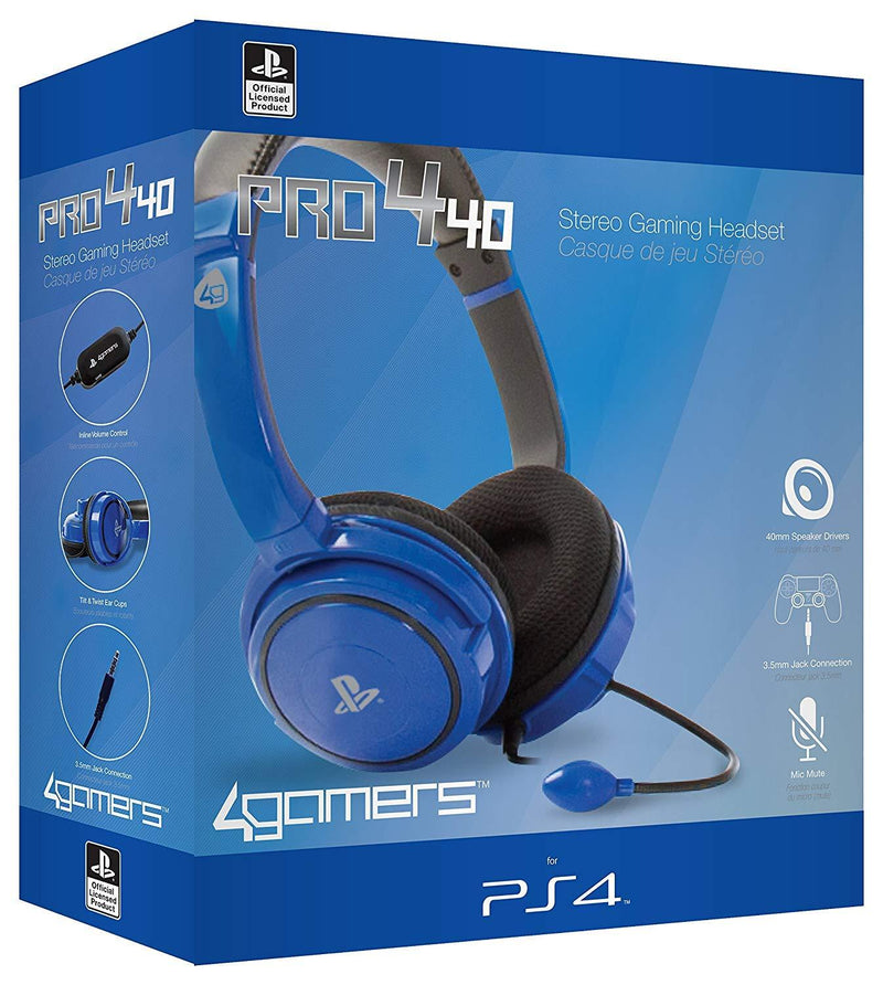 4GAMERS PRO4-40 PS4 STEREO GAMING SLUŠALKE BLUE 5055269705871