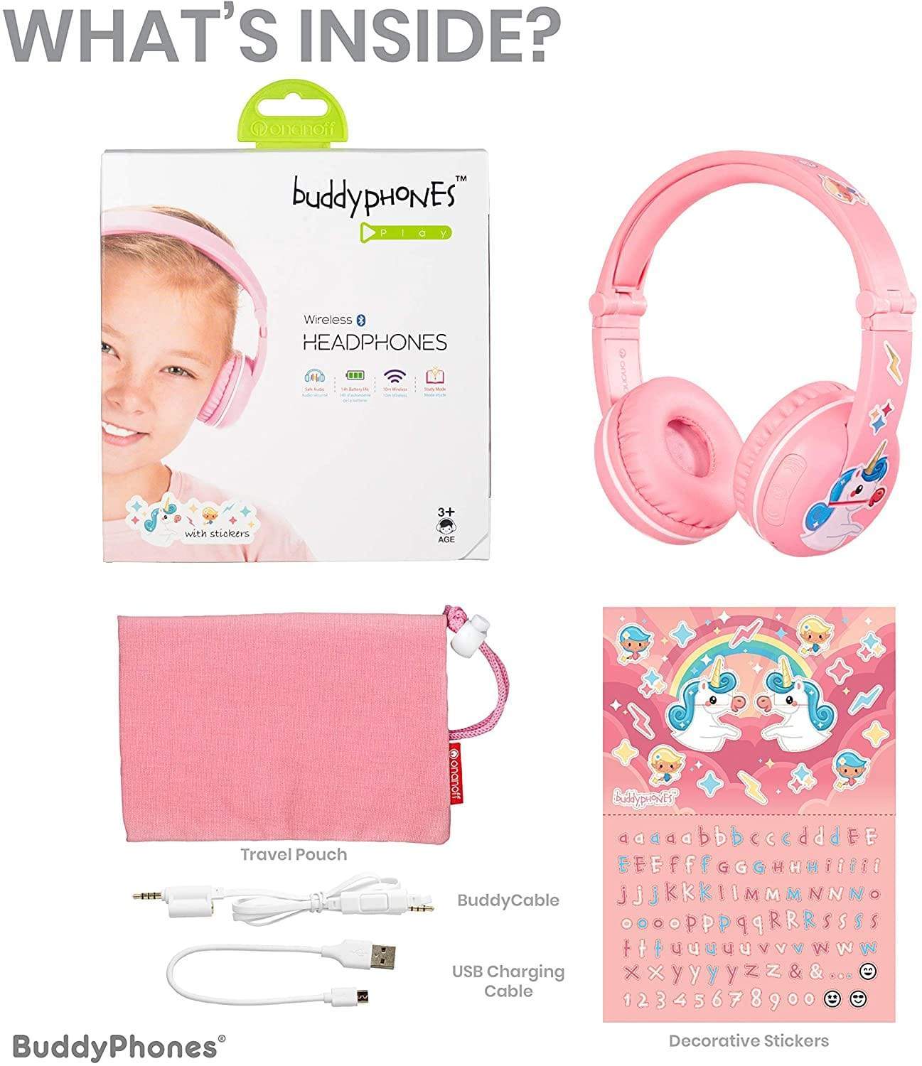 BUDDYPHONES PLAY, BLUETOOTH SLUŠALKE, ROZA 4029599089179