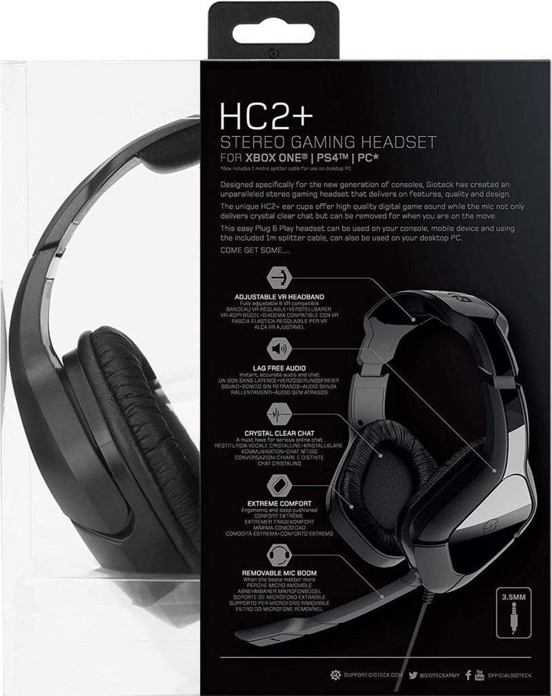 GIOTECK HC2+ gaming žične stereo slušalke za XBOX ONE, PS5, PS4, NINTENDO SWITCH, PC - črne barve 812313018401