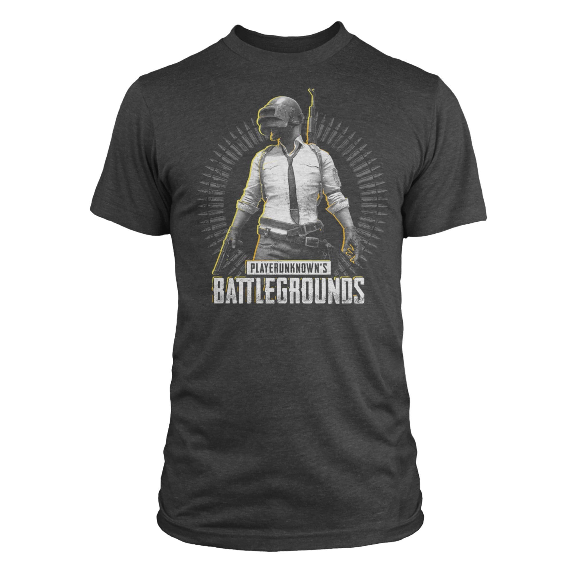 JINX T-SHIRT PUBG LEVEL 3 PREMIUM TEE-LARGE-CHARCOAL HEATHER 889343106101
