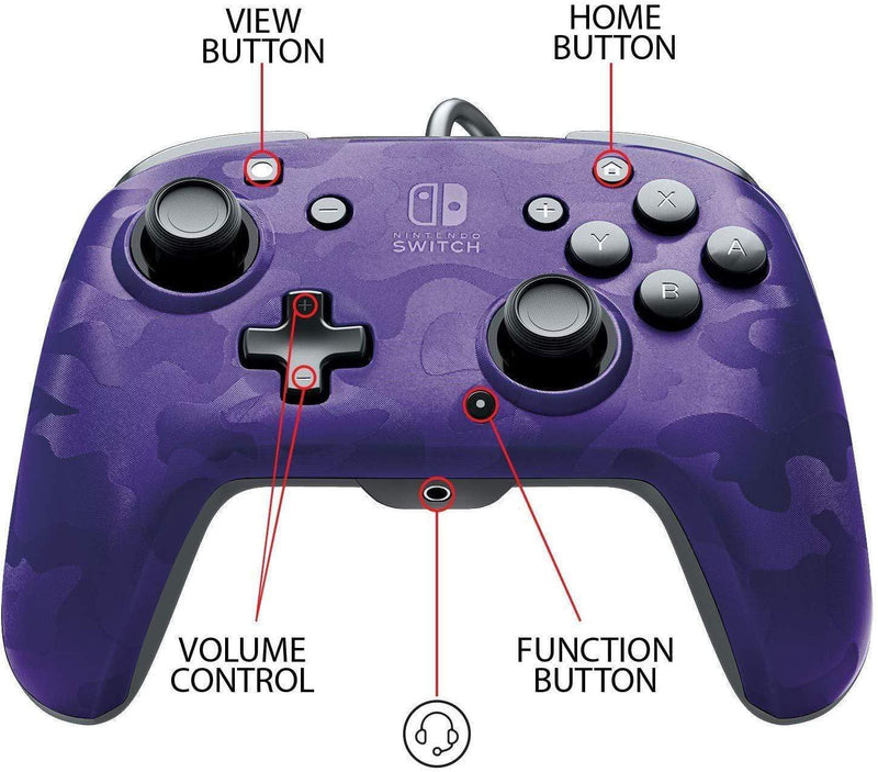 Kontroler PDP žični NINTENDO SWITCH FACEOFF DELUXE CONTROLLER + AUDIO PDP kamuflažno vijoličen 708056065713