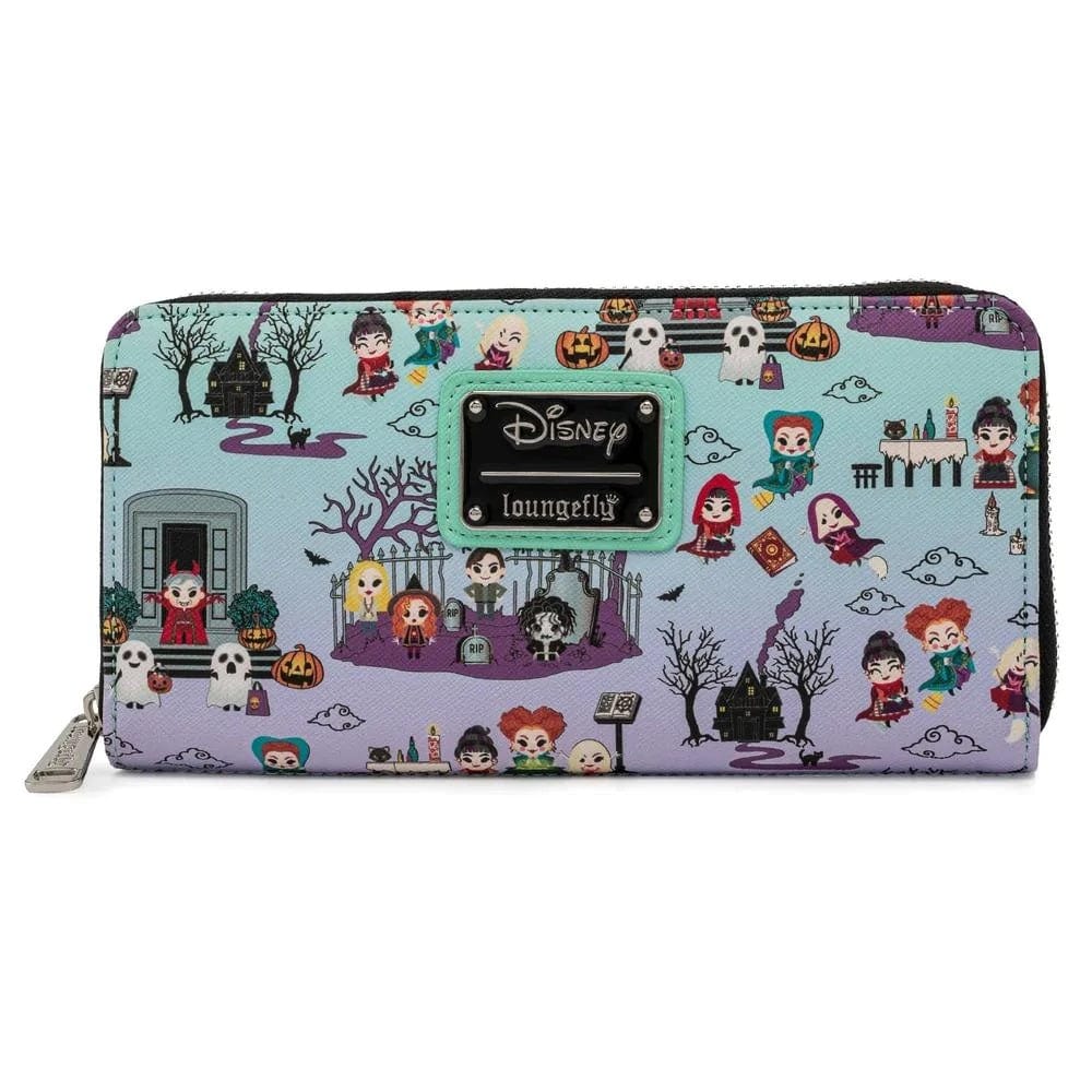 LOUNGEFLY DISNEY HOCUS POCUS SCENE AOP ZIP AROUND DENARNICA 671803377745