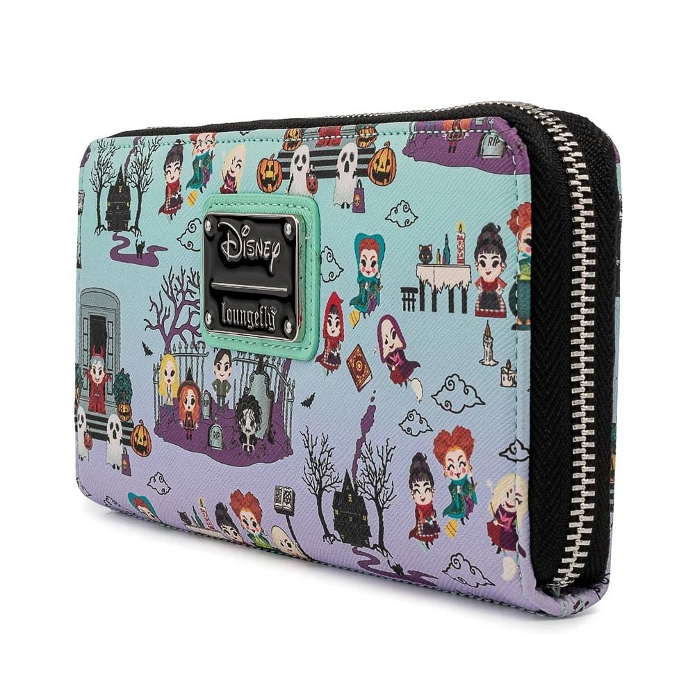 LOUNGEFLY DISNEY HOCUS POCUS SCENE AOP ZIP AROUND DENARNICA 671803377745