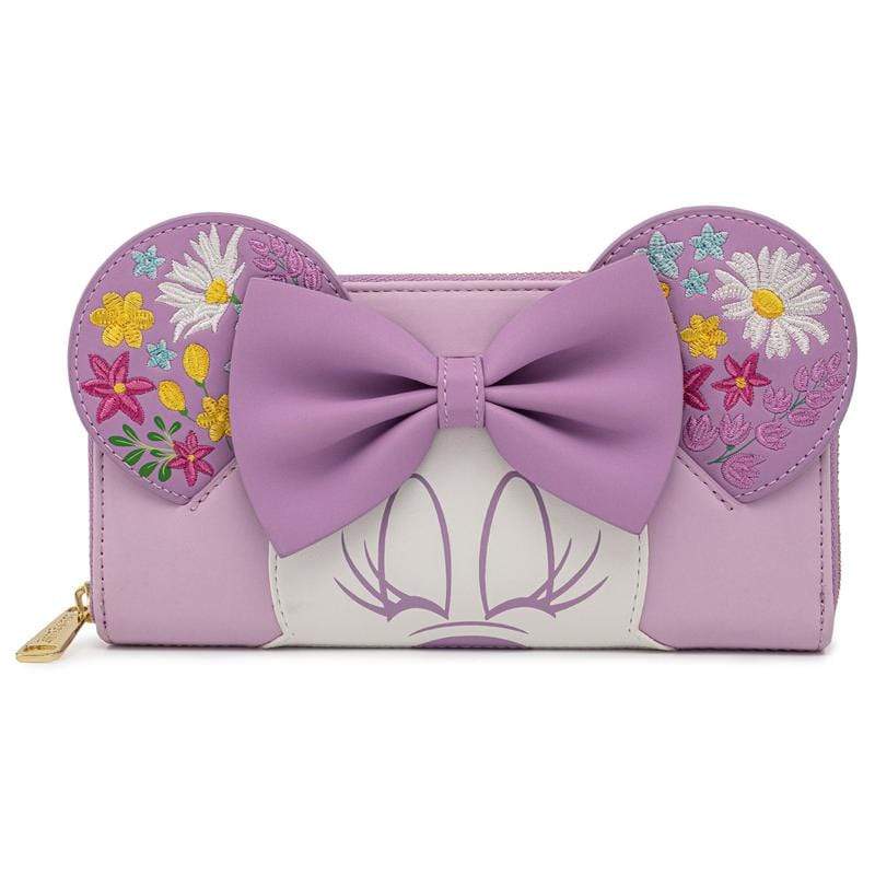 LOUNGEFLY DISNEY MINNIE HOLDING FLOWERS ZIP AROUND DENARNICA 671803377158