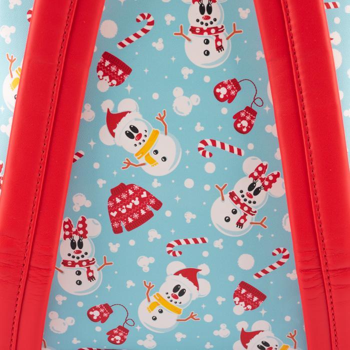 LOUNGEFLY DISNEY MINNIE MICKEY SNOWMAN AOP MINI NAHRBTNIK IN TRAK ZA LASE 671803382732