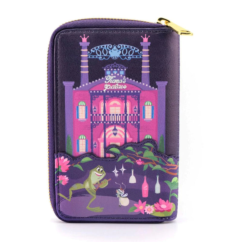 LOUNGEFLY DISNEY PRINCESS AND THE FROG TIANA'S PALACE ZIP AROUND DENARNICA 671803383067