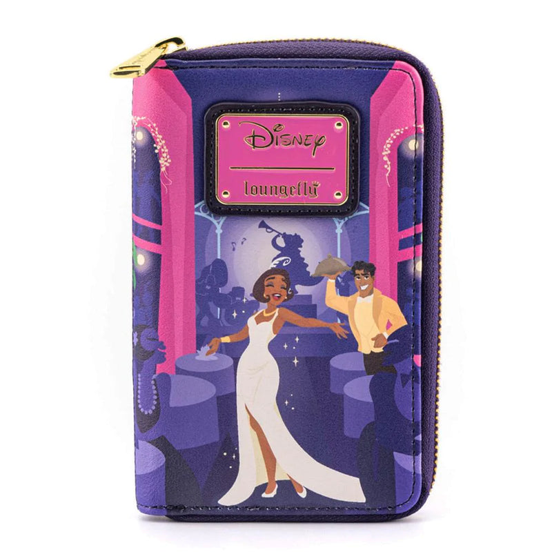 LOUNGEFLY DISNEY PRINCESS AND THE FROG TIANA'S PALACE ZIP AROUND DENARNICA 671803383067