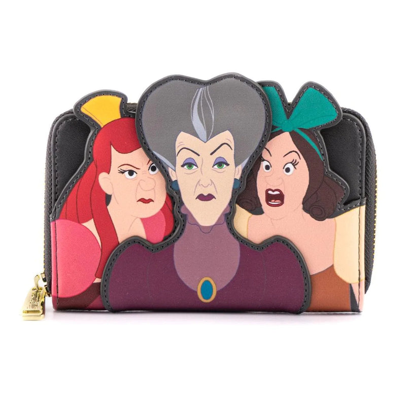 LOUNGEFLY DISNEY VILLAINS SCENE EVIL STEPMOTHER AND STEP SISTERS ZIP AROUND DENARNICA 671803386273