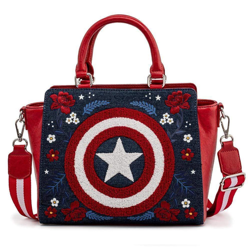 LOUNGEFLY MARVEL CAPTAIN AMERICA 80TH ANNIVERSARY FLORAL SHEILD TORBA 671803378537