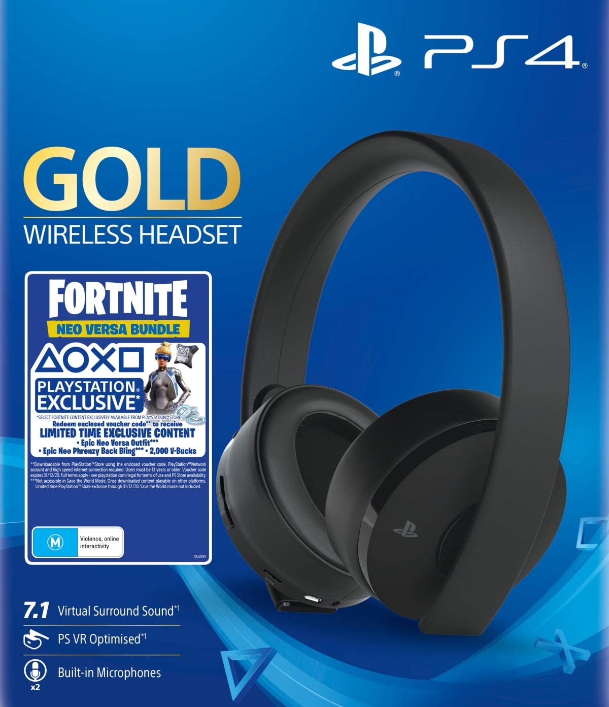 PS4 SONY WIRELESS STEREO HEADPHONES GOLD + FORTNITE 711719959809