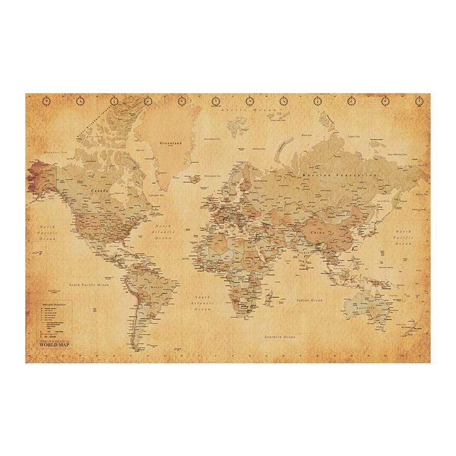 Pyramid WORLD MAP - (VINTAGE STYLE) MAXI plakat 5050574318419