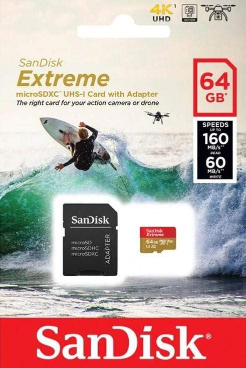 SanDisk microSD spominska kartica 64GB Extreme UHS-I  +  adapter 619659169770