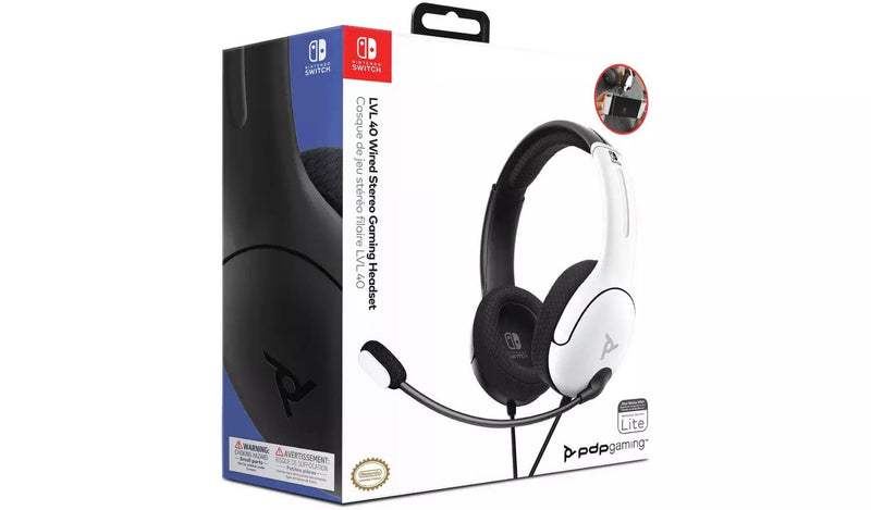Slušalke PDP LVL40 za NINTENDO SWITCH črno bele barve 708056068721