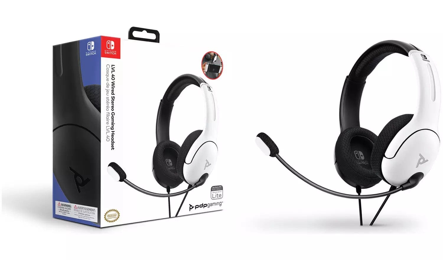 Slušalke PDP LVL40 za NINTENDO SWITCH črno bele barve 708056068721