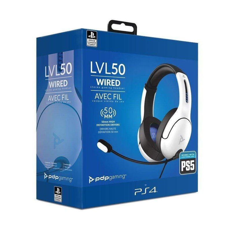 Slušalke PDP LVL50 Chat Stereo Headset za PS4/PS5 bele barve 708056065812