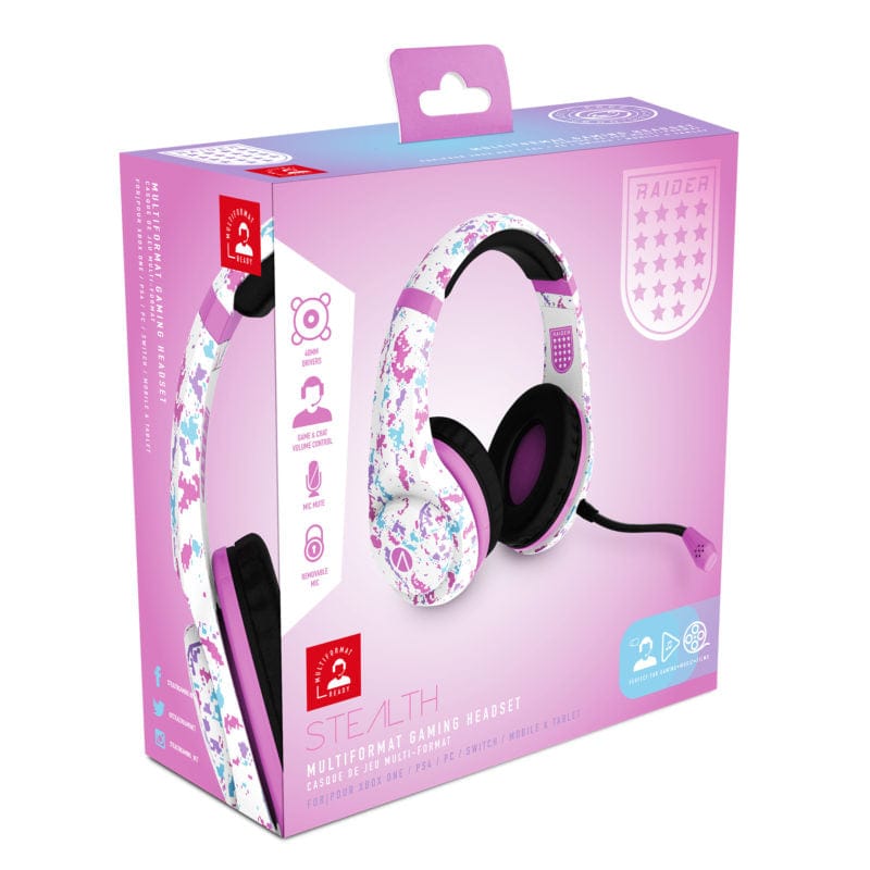 SLUŠALKE STEALTH MULTIFORMAT CAMO STEREO GAMING HEADSET - roza maskirne barve 5055269709855