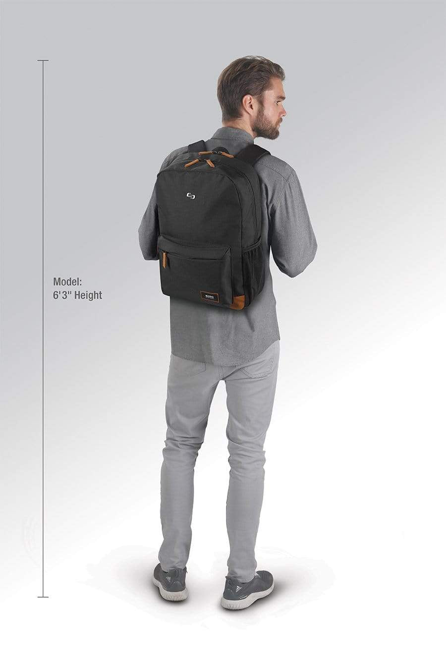SOLO BEDFORD BACKPACK BLACK WITH TAN TRIM 15.6 030918013007
