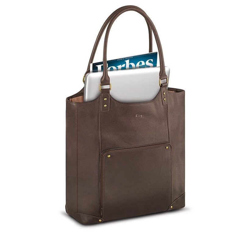 SOLO CHAMBERS LEATHER/POLY BUCKET TOTE DARK BROWN. WALNUT 16 030918005224