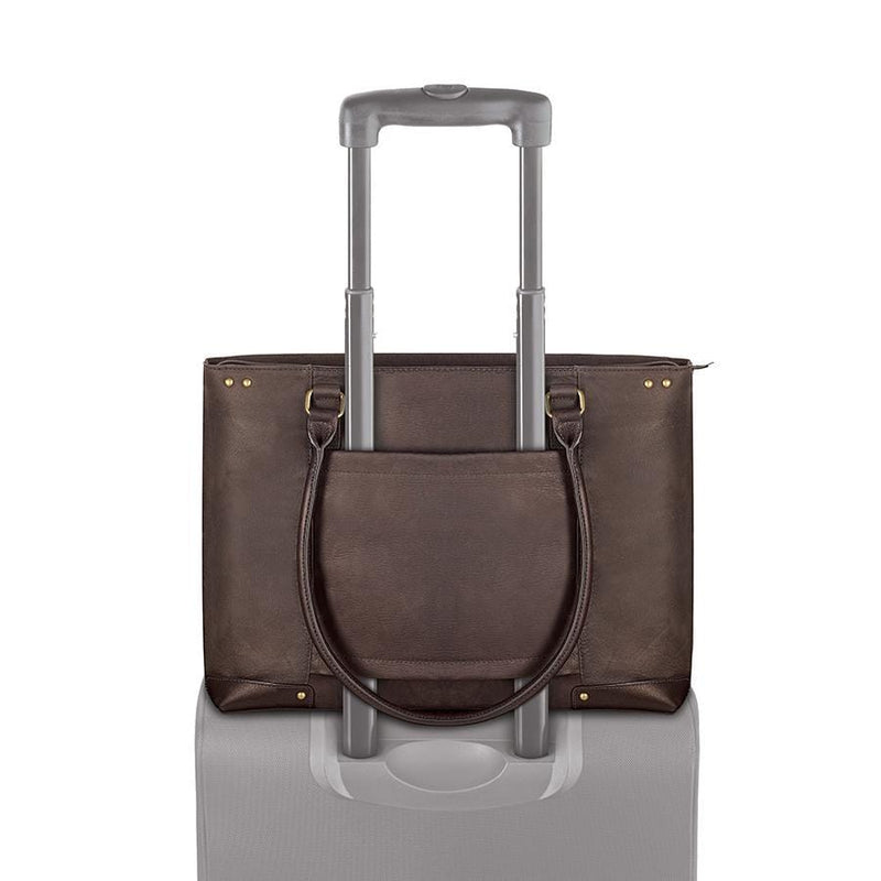 SOLO JAY LEATHER TOTE DARK BROWN. WALNUT 15.6 030918003770