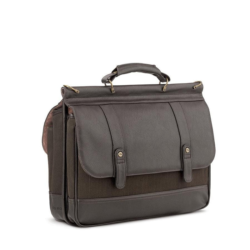 SOLO THOMPSON BRIEFCASE DARK BROWN. WALNUT 15.6 030918011669